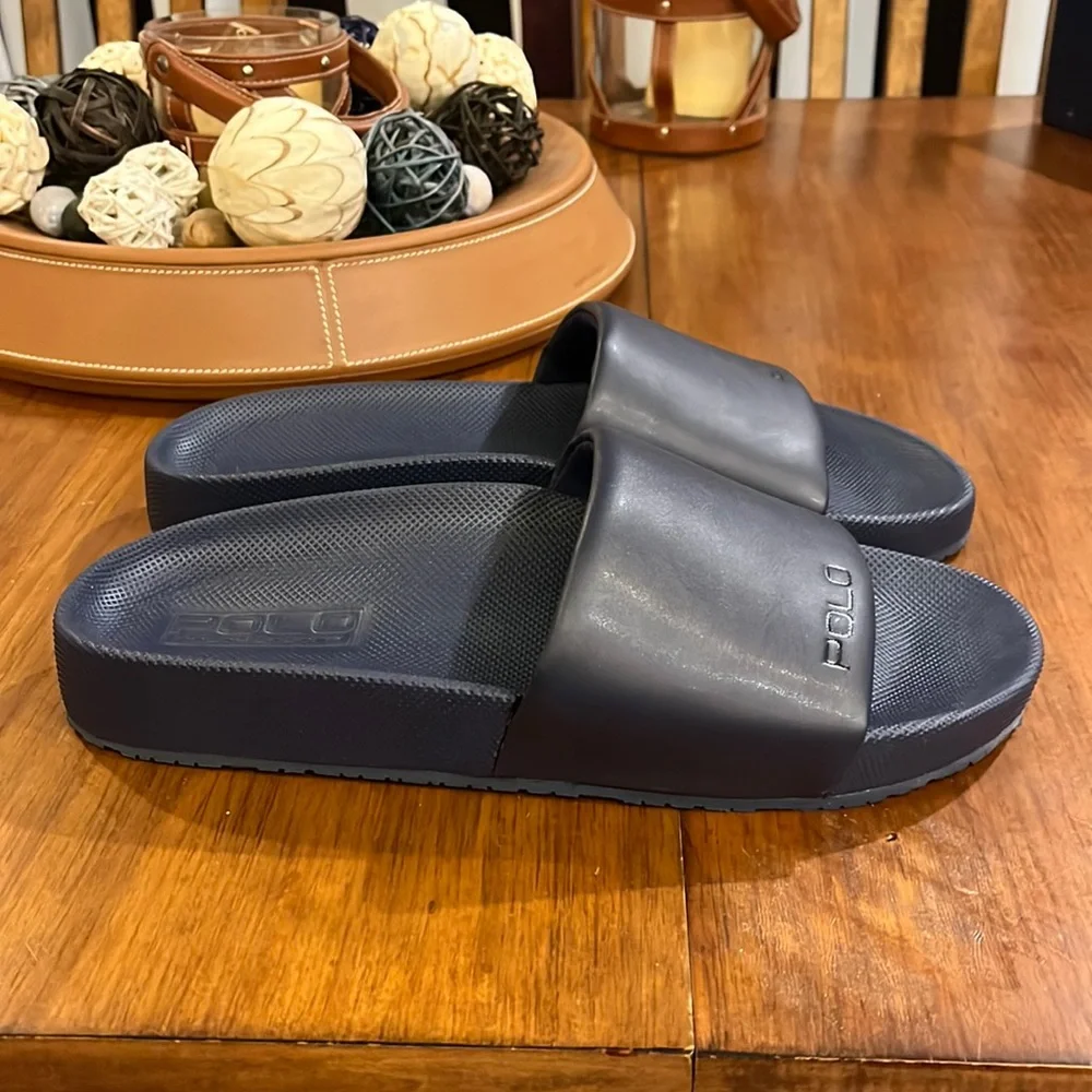 Polo Ralph Lauren Cayson Navy Blue Slides Sandals Shoes new Mens Sizes - Picture 3 of 13